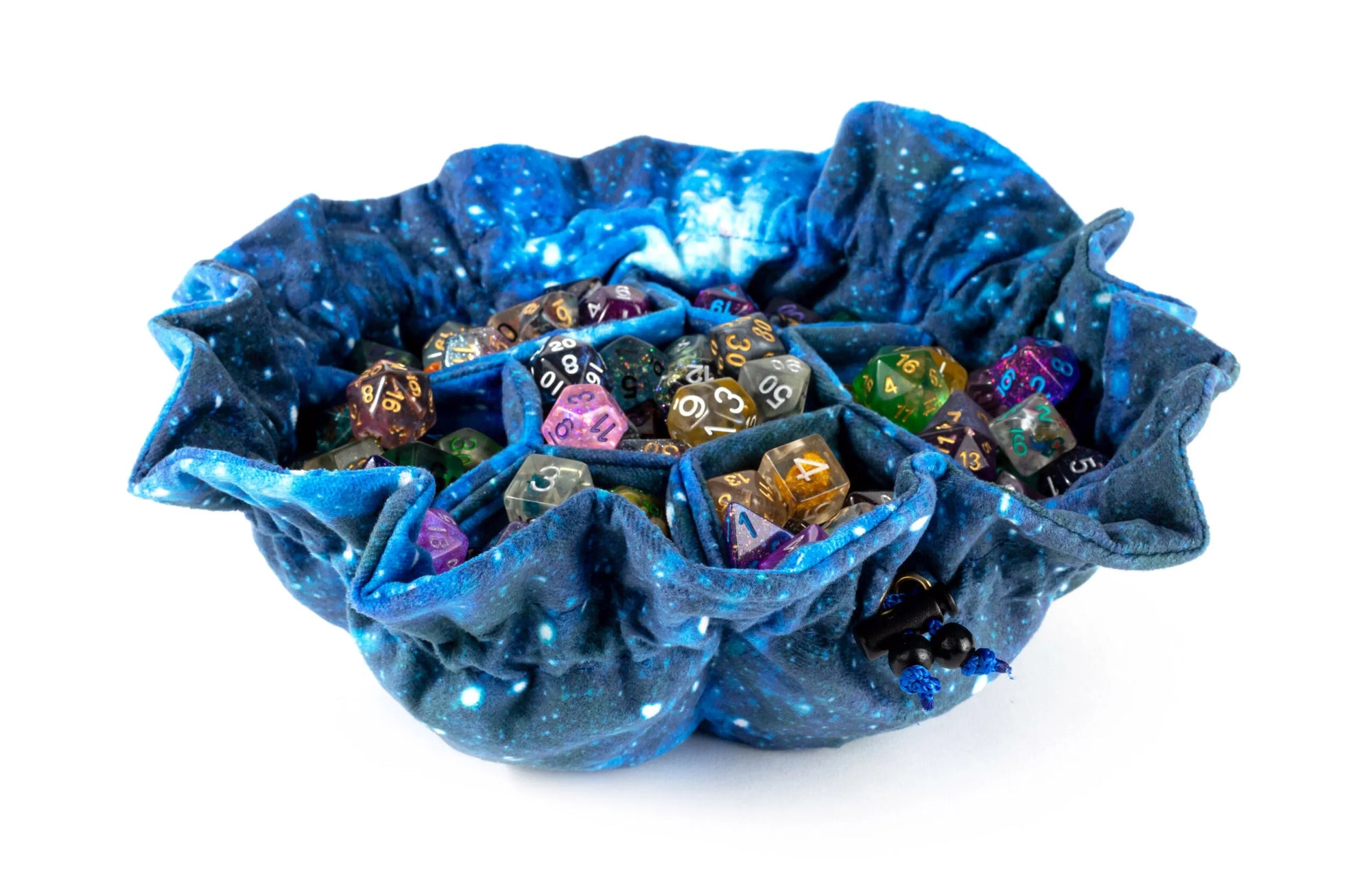 FanRoll Velvet Compartment Dice Bag with Pockets: Galaxy