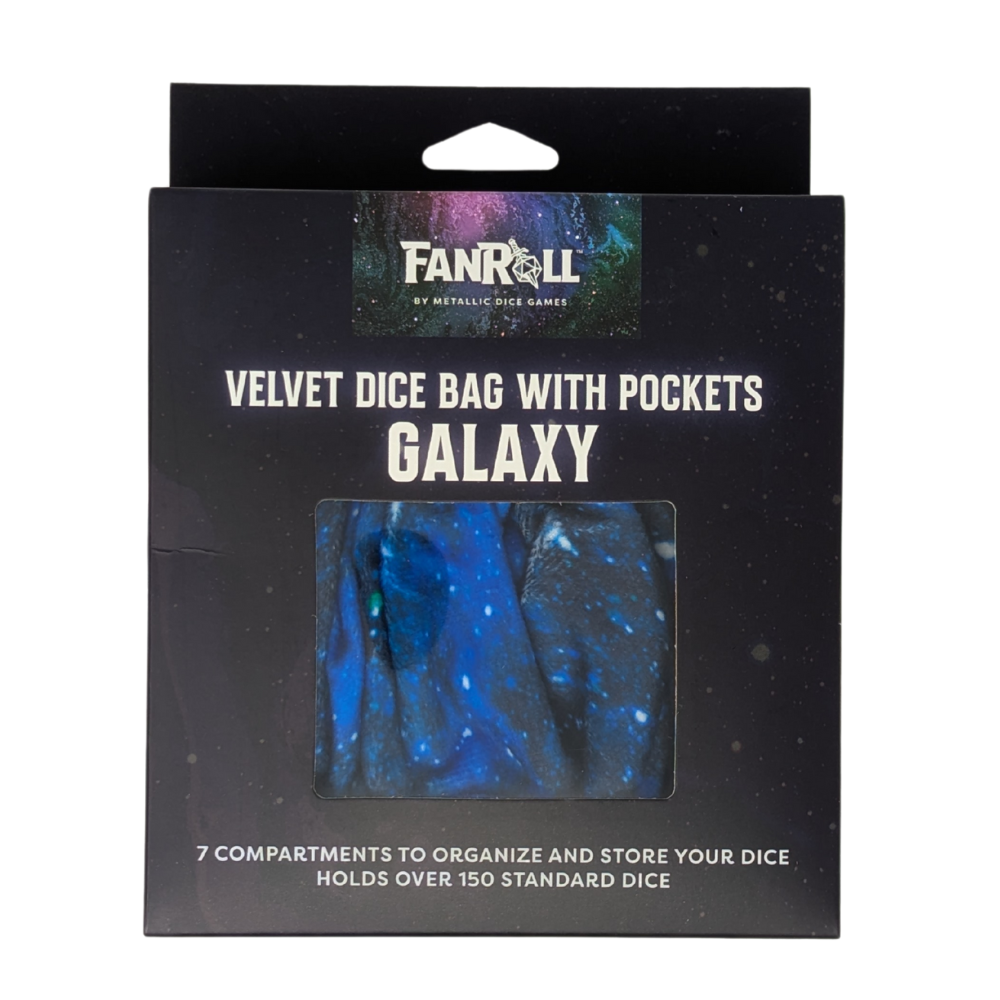 FanRoll Velvet Compartment Dice Bag with Pockets: Galaxy
